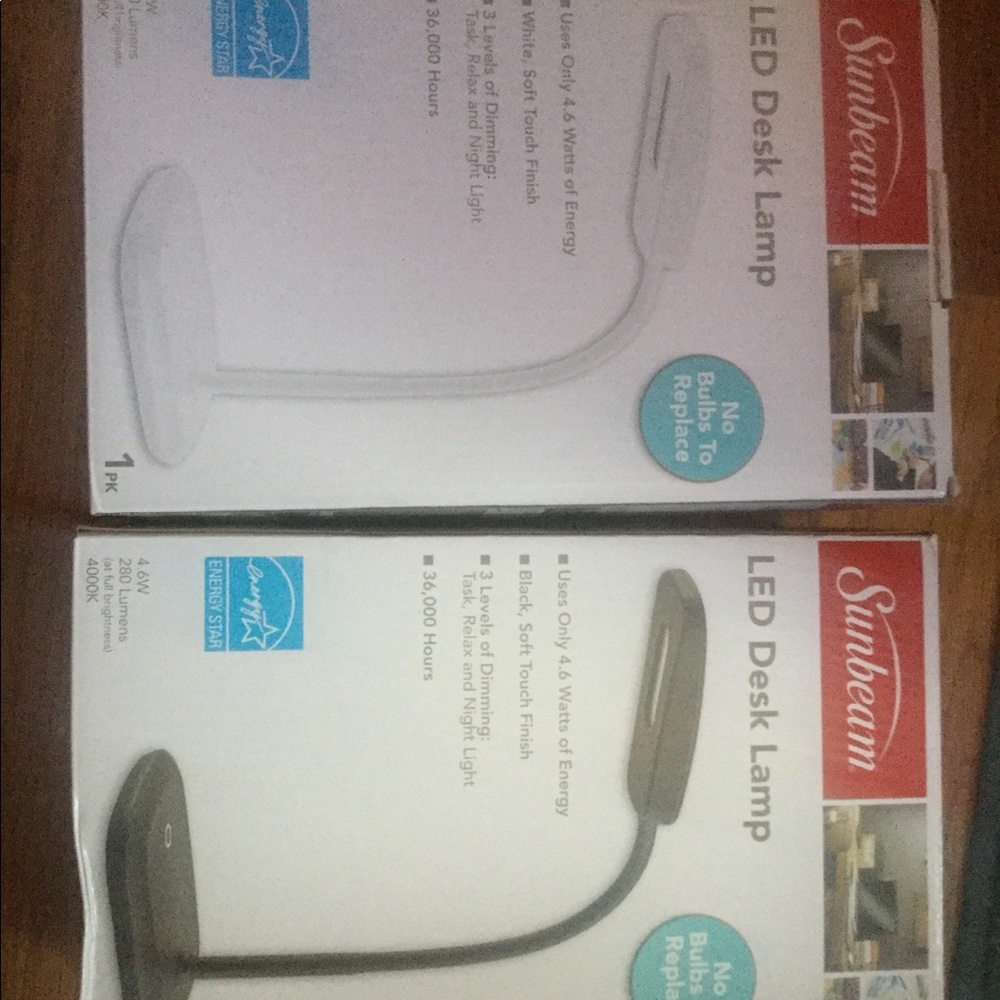 2 sunbeam desk lamps